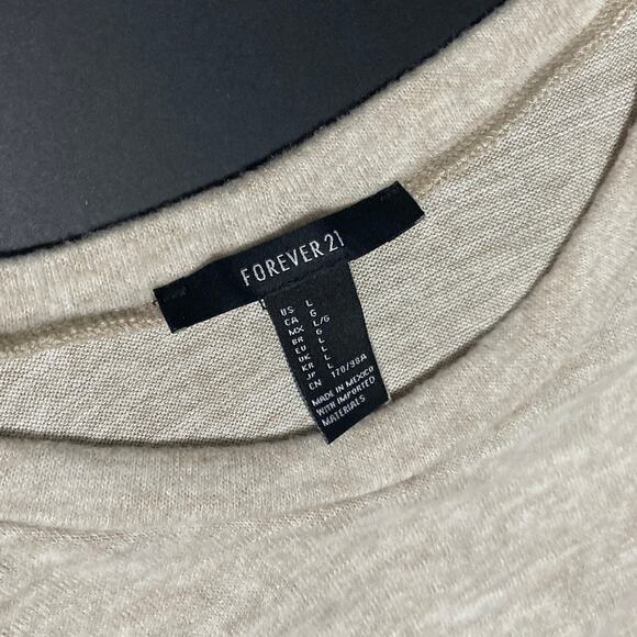 F21 Women's Cropped Sweater Top Long Sleeve Size Large Oatmeal Forever 21 Fall - Picture 3 of 10